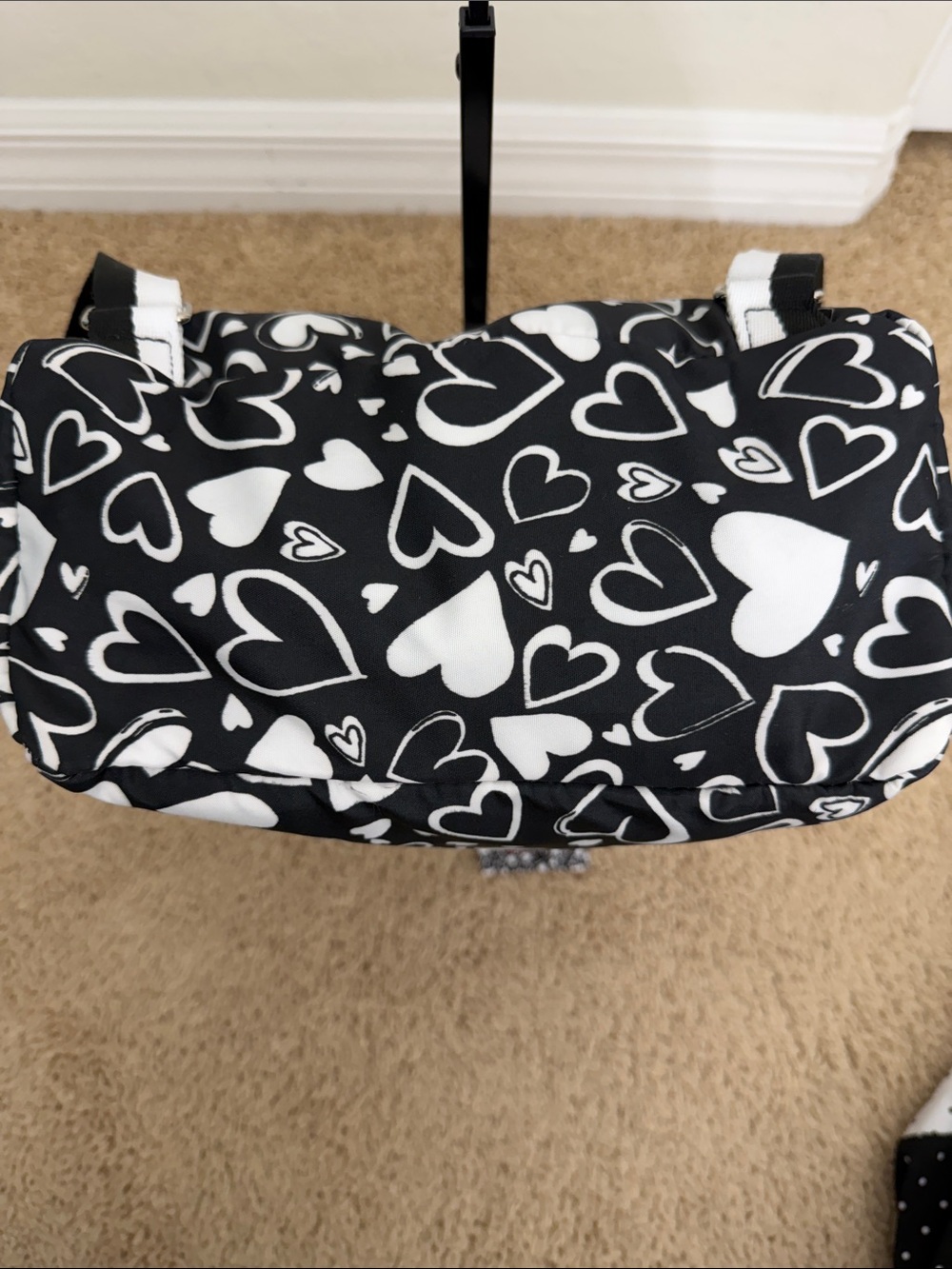 Brighton Endless Love Heart Nylon Backpack Black White Retail $150 NWT - Picture 3 of 5